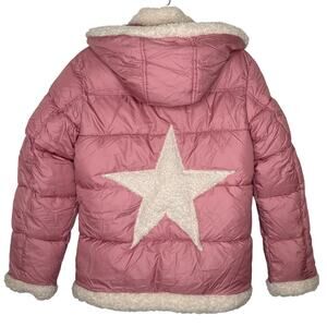 Sam Edelman Pink Sherpa Star Puffer Jacket Youth L 14/16 NWT